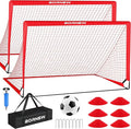 Kids Soccer Goal for Backyard Set - 2 Set of 4x3/ 5X3.6/7x5 ft Toddler Soccer Nets with 20ft Agility Ladder, Soccer Ball, Pop Up Portable Soccer Set for Kids and Youth Training Ages