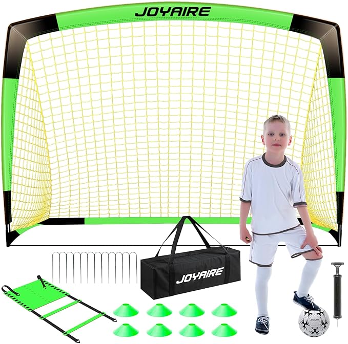 Kids Soccer Goals for Backyard Set, Portable Toddler Soccer Goal 2 of 6x4 ft, 4x3 ft, 7x5 ft, Soccer Training Equipment, Pop Up Soccer Net Kit with Size 4 Soccer Ball, Outdoor Sports Play, Youth Game