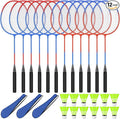 12 Pack Badminton Rackets Set Including Rackets, Nylon Shuttlecocks and Carry Bag for Outdoor Backyard Games Beginners