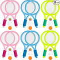 12 Pcs Plastic Kids Tennis Racket Set with 6 Pcs Tennis Balls and 6 Shuttlecocks Training Balls Badminton Paddle Racket Toy for Children Toddler Outdoor Indoor Beach Sports Gifts