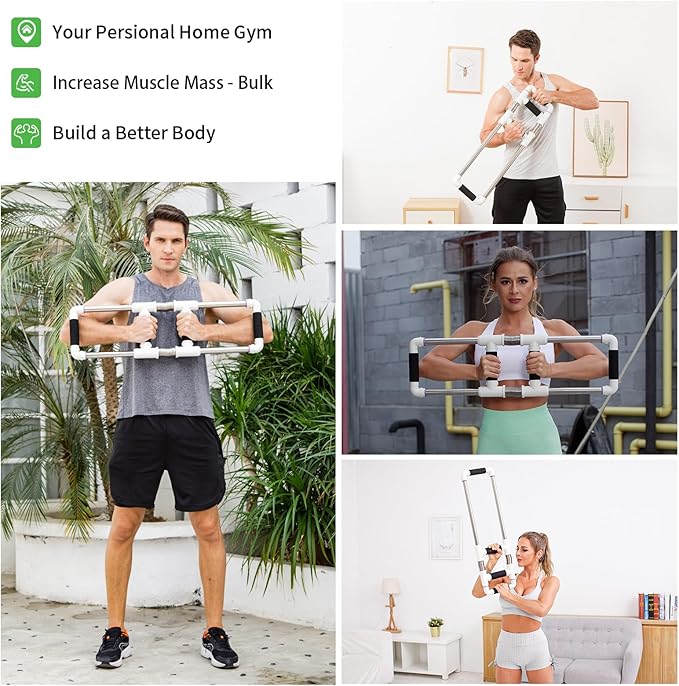 GoFitness Push Down Machine - Chest Exerciser at Home Workout Equipment, Arm Trainer - Portable Spring Resistance Exercise Gym Kit for Home, Travel or Outdoors