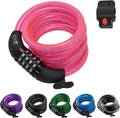 Lumintrail Combination Bike Lock Cable - 6ft Bike Locks Heavy Duty Anti Theft with Combinations - Bike Cable Lock Combination with Mounting Bracket (1 Pack, Pink)