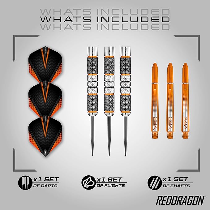 RED DRAGON Amberjack Series Darts Set with Flights and Shafts (Stems)