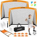 Kids Soccer Goals for Backyard Set, Portable Toddler Soccer Goal 2 of 4x3 ft, 6x4 ft, 7x5 ft, Soccer Training Equipment, Pop Up Soccer Net Kit with Size 4 Soccer Ball, Youth Games, Outdoor Sports Play