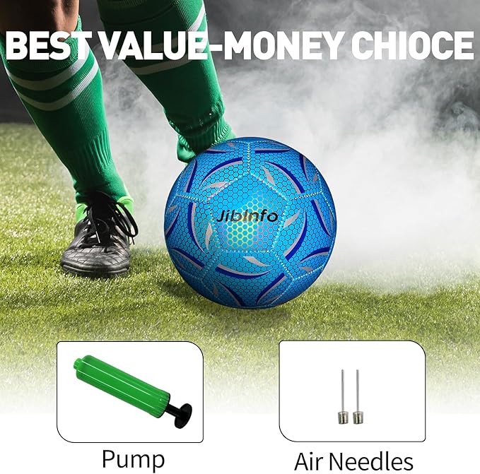Light Up Soccer Ball Size 4, Glow in The Dark Soccer Ball Luminous Soccer Balls for Day&Night Games and Training Gifts for Men Youth and Adult Night Games