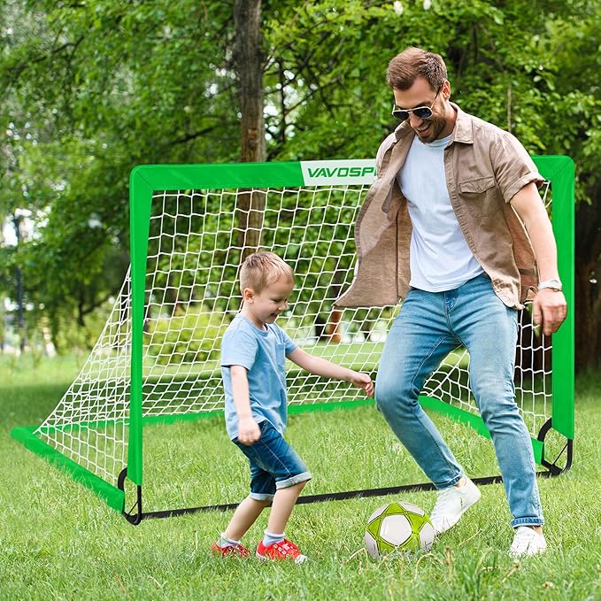 Kids Soccer Goals for Backyard Set - 2 of 4' x 3' Portable Soccer Goal Training Equipment, Pop Up Toddler Soccer Net with Soccer Ball, Soccer Set for Kids, Youth Outdoor Games, Sports, Play
