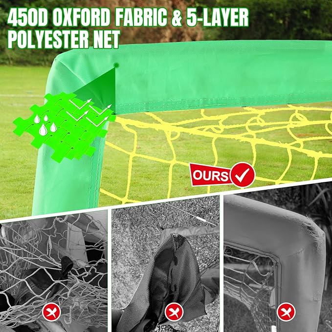 Kids Soccer Goals for Backyard Set, Portable Toddler Soccer Goal 2 of 6x4 ft, 4x3 ft, 7x5 ft, Soccer Training Equipment, Pop Up Soccer Net Kit with Size 4 Soccer Ball, Outdoor Sports Play, Youth Game