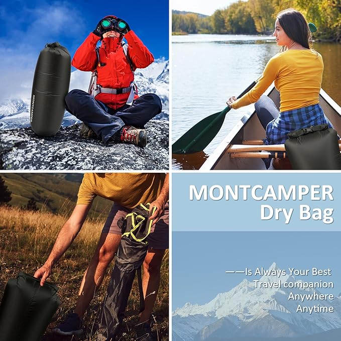 2-pack 30D Nylon Waterproof Dry Bag-Portable Storage Sack for Kayaking, Hiking and Rafting-Roll Top Closure-Float on Water(5L/20L,Black)