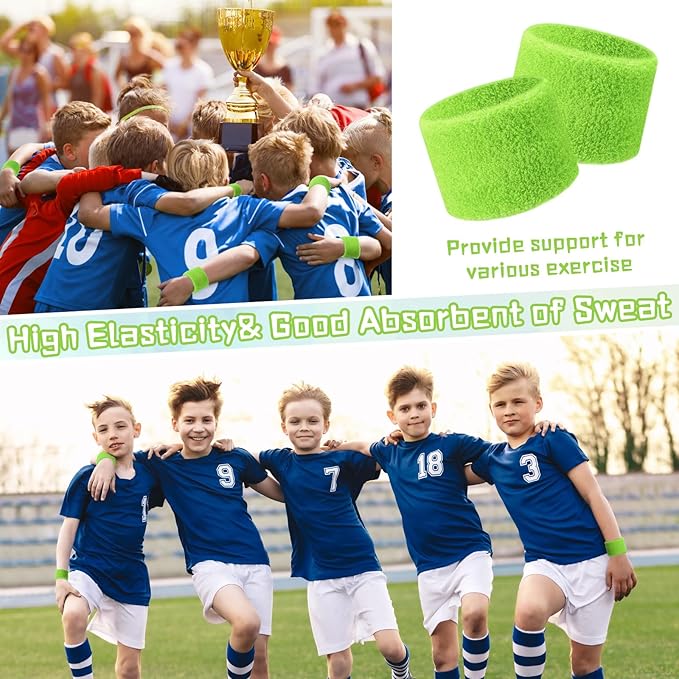 Lounsweer 72 Pcs Bulk Sports Wristbands - Sweatbands for Kids, Gifts, Party Favors, Athletics, and Fans
