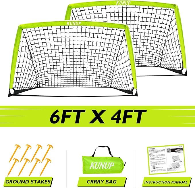 2 of 5×3 6x4 9x5 FT Portable Kids Soccer Goals Set, Foldable Soccer Practice Nets for Backyard with Carrying Bag for Toddler Youth Pop Up Soccer Training Equipment Indoor Outdoor Sports Game Gift