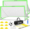 Kids Soccer Goals for Backyard Set of 2, 6x4 ft Portable Pop Up Soccer Goal Training Equipment with Soccer Ball, Ladder and Cones, Soccer Nets for Backyard for Kids Youth Toddler Outdoor Sports Games