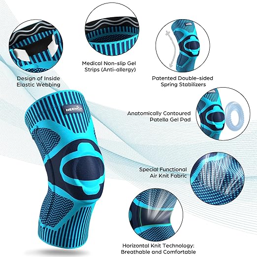 NEENCA Knee Brace for Knee Pain Relief, Medical Knee Support with Patella Pad & Side Stabilizers, Compression Knee Sleeve for Meniscus Tear, ACL, Arthritis, Joint Pain, Runner, Sport- FSA/HSA APPROVED