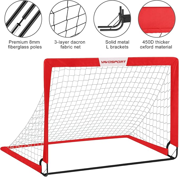 Kids Soccer Goals for Backyard Set - 2 of 4' x 3' Portable Soccer Goal Training Equipment, Pop Up Toddler Soccer Net with Soccer Ball, Soccer Set for Kids, Youth Outdoor Games, Sports, Play