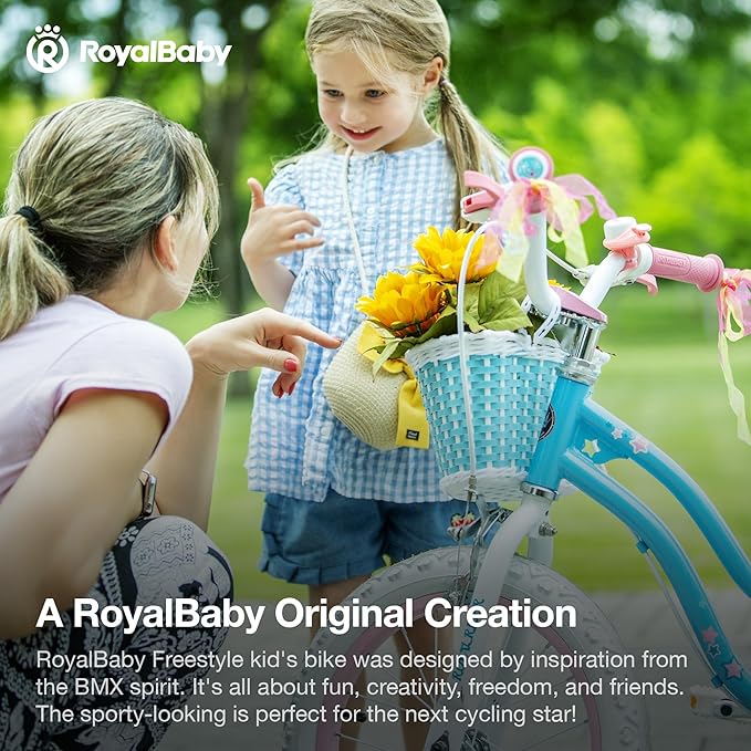 RoyalBaby Girls Bike EZ Bike Stargirl Training Free Balance to Pedal Easy Learning Bicycle, 12-20 Inch for Toddlers & Big Kids.