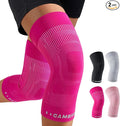 CAMBIVO Elite Motion Series Knee Brace for Women and Men (2 Pack), Ultra-Thin Lightweight Knee Compression Sleeve with Reflective Design for Pain Relief, Running, Workouts, Daily Use (Hot Pink, Large)