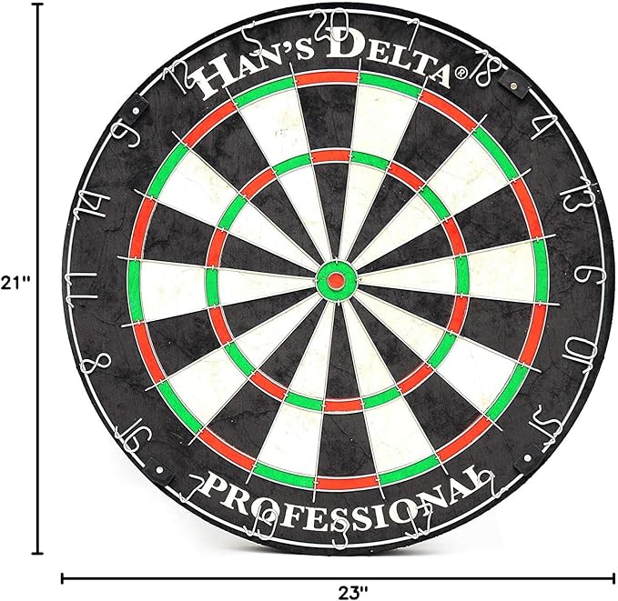 HAN'S DELTA Professional Bristle Dartboard Cabinet Set, Metal Corner Reinforcement, Regulation Steel Tip Dartboard, Includes 6 Steel Tip Darts and Scoreboards (Oakville)