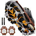 Crampons Ice Cleats Traction Snow Grips for Boots Shoes Women Men Anti Slip 19 Stainless Steel Spikes Safe Protect for Hiking Fishing Walking Climbing Mountaineering