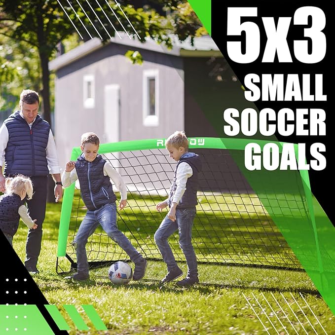 RUNBOW 5x3 ft Portable Kids Soccer Goal for Backyard Practice Soccer Net with Carry Bag