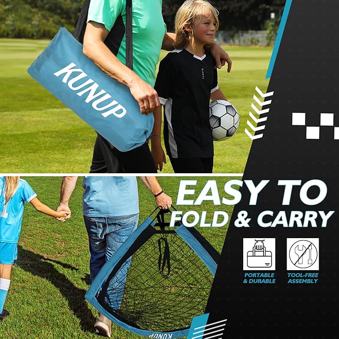 2 of 5×3 6x4 9x5 FT Portable Kids Soccer Goals Set, Foldable Soccer Practice Nets for Backyard with Carrying Bag for Toddler Youth Pop Up Soccer Training Equipment Indoor Outdoor Sports Game Gift
