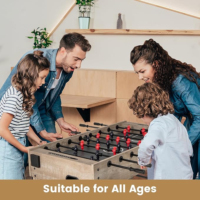 GYMAX Foosball Table, 54 Inch Full Size Soccer Table Game with 2 Balls and Folding Cup Holders, Foosball Table Adult Size for Home, Game Room, Office
