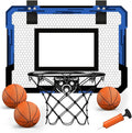 QDRAGON Mini Basketball Hoop, Over The Door Indoor, with 3 Balls/Inflator/Breakaway Rim, Basketball Toy Gifts for Kids and Adults, Suit for Bedroom/Office/Outdoor, Blue