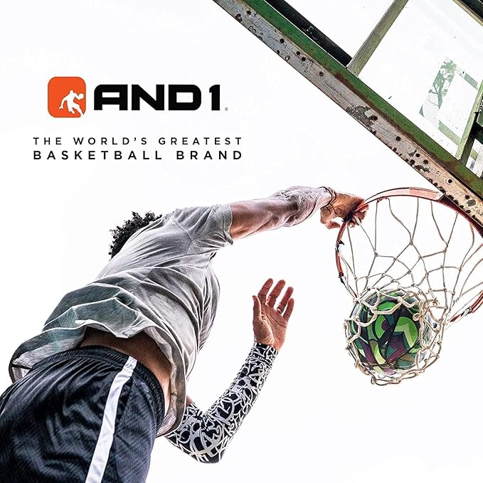 AND1 Fantom Graffiti Rubber Basketball Game Ready, 27.5 Inches, Youth Size 5, Made for Indoor and Outdoor, Sold Deflated (Pump NOT Included), Volt
