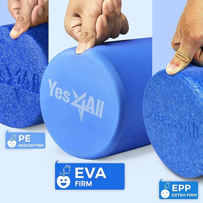 Yes4All EVA Firm Foam Roller for Back - Round Back Roller for Exercise, Yoga & Pilates 12/18/24/36 inch