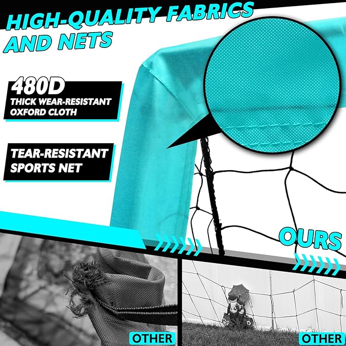 5×3 6x4 9x5 FT Portable Kids Soccer Goal for Backyard, Foldable Soccer Practice Net with Carrying Bag for Toddler Youth Adult Pop Up Soccer Training Equipment Indoor and Outdoor Sports Game