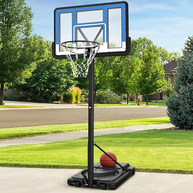 Best Choice Products 10ft Regulation Basketball Hoop, 7.5-10ft Height Adjustable Outdoor Goal w/Shock Absorbent Rim, Base Gel, 2 Wheels