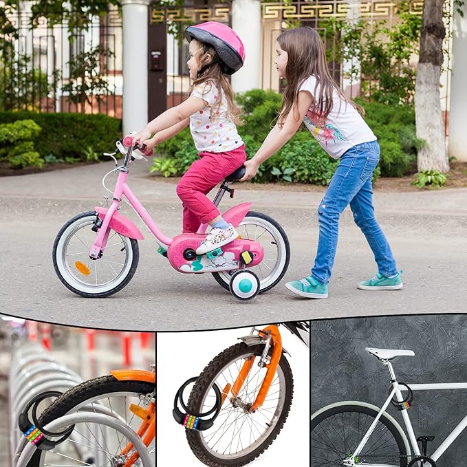 Bike Lock Cable, 4-Digit Combination With Metal Lock Head, Resettable, 2 Feet x 0.45 in, for Bicycle, Scooter, Skateboard, Motorcycle, E-Bike (Black)