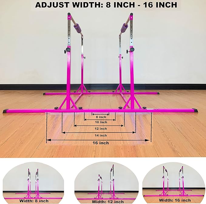 MARFULA Gymnastics Double Horizontal Bars 3Play Parallel Bars Uneven Bars Gymnastics Training Kip Bar with 304 Stainless Steel Regulating Arms & Fiberglass Rail for Indoor Outdoor Home Club Use