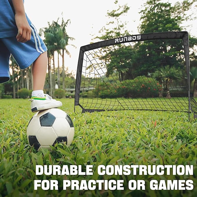 RUNBOW 5x3 ft Portable Kids Soccer Goal for Backyard Practice Soccer Net with Carry Bag