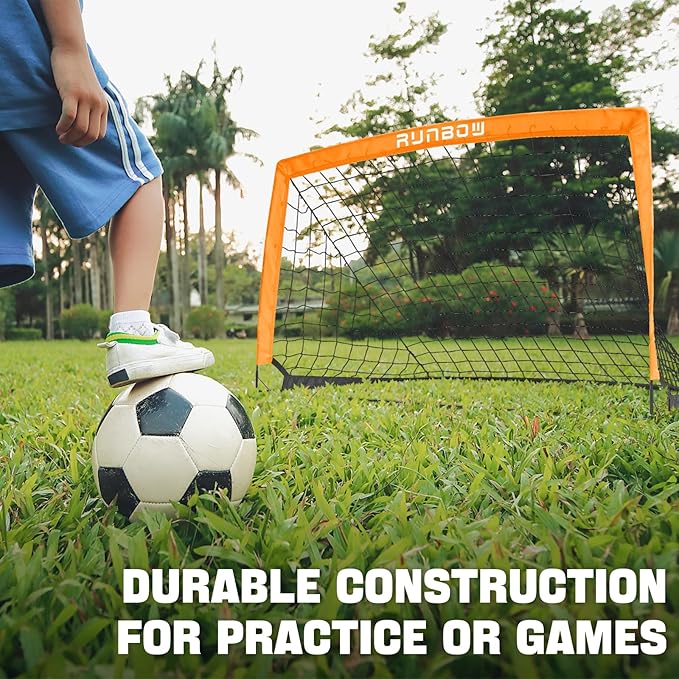 RUNBOW 5x3 ft Portable Kids Soccer Goal for Backyard Practice Soccer Net with Carry Bag