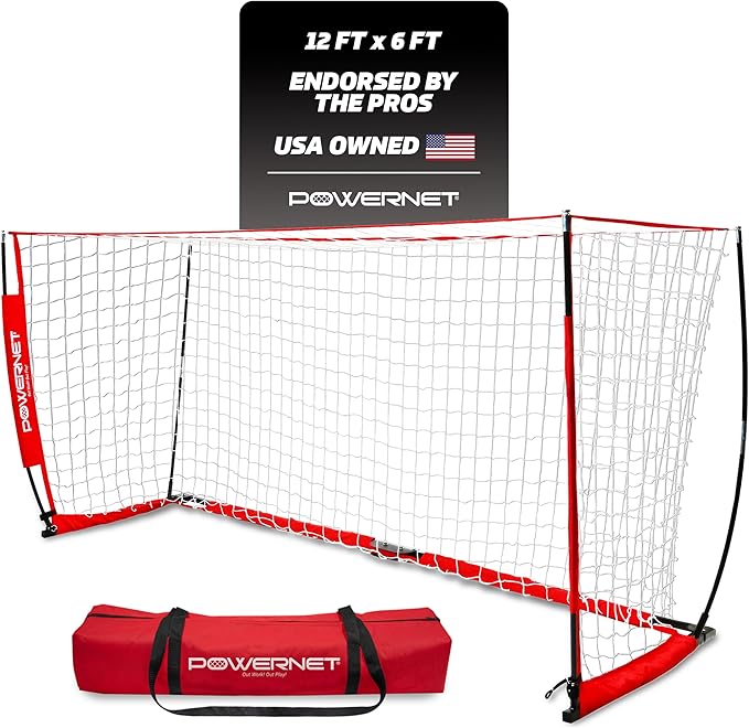 PowerNet Soccer Goal for Backyard, 3Mx2M / 12x6 FT Portable Soccer Net, Sports & Outdoors Training Equipment, 1 Goal & Zipper Storage Bag