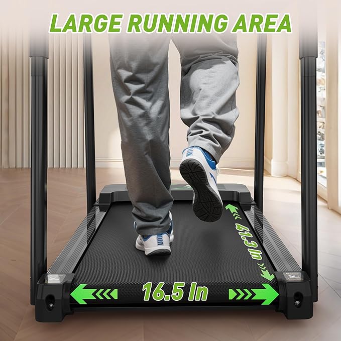 Treadmills for Seniors, Treadmills for Home with Handrails, Dual Shock Absorption, 300 LBS Capacity, Heart Rate Monitor, Bluetooth App Control, Ideal Treadmill for Elderly & Family Use