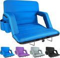 Extra Wide Stadium Seats with Back Support, Exclusive Bleacher Chairs with Back and Cushion Folding Stadium Chairs, 6 Reclining Positions Waterproof Bleacher Seats (Extra Wide|25" Blue)