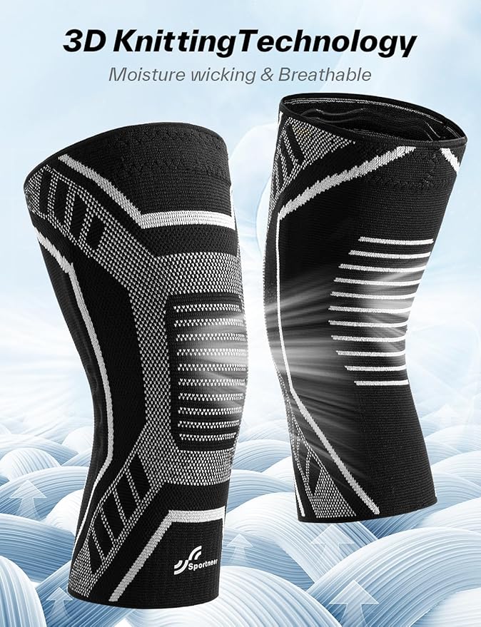 Copper Knee Brace for Men & Women - Knee Compression Sleeve with Side Stabilizers - Knee Support for Running, Hiking, Working, Basketball, Volleyball, Gym, Meniscus Tear, ACL, Arthritis Knee Pain Relief, A Pair (Black-No Copper(a pair), X-Large(19"-22"))