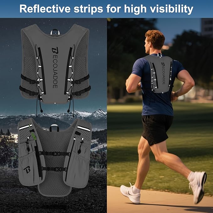 Running Vest Hydration Backpack for Men Women, 5L Lightweight Running Backpack Hydration Pack for Marathon, Trail, Cycling, Hiking, Jogging