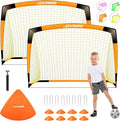 Kids Soccer Goals for Backyard Set, Portable Toddler Soccer Goal 2 of 6x4 ft, 4x3 ft, 7x5 ft, Soccer Training Equipment, Pop Up Soccer Net Kit with Size 4 Soccer Ball, Outdoor Sports Play, Youth Game