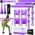 Pilates Bar Kit with Resistance Bands, Pilates Workout Equipment for Legs, Hip, Waist, Arm, Squats Exercise Equipment for Home Workouts, Adjustable 3-Section Pilates Bar Kit for Women & Men