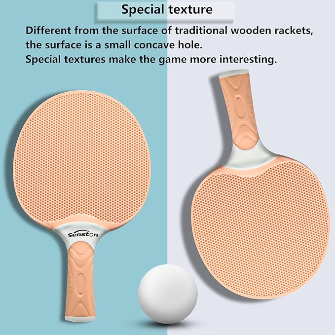 Senston Table Tennis Rackets Set,Professional Ping Pong Paddle Set for 4 Players, Composite Rubber Table Tennis Paddles, Indoor or Outdoor Games.