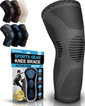 POWERLIX Knee Compression Sleeve - Best Knee Brace for Knee Pain for Men & Women – Knee Support for Running, Basketball, Volleyball, Weightlifting, Gym, Workout, Sports - (Gray M)