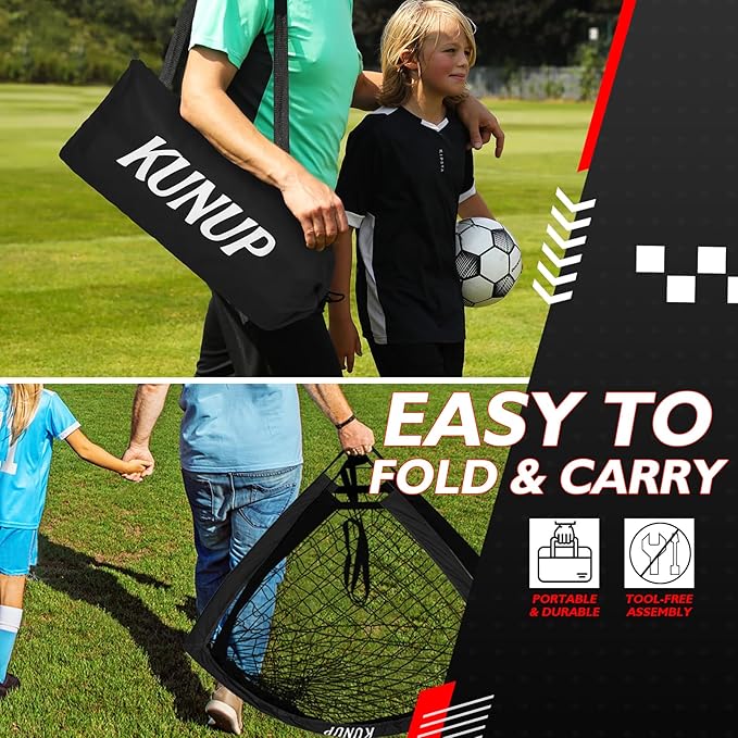 5×3 6x4 9x5 FT Portable Kids Soccer Goal for Backyard, Foldable Soccer Practice Net with Carrying Bag for Toddler Youth Adult Pop Up Soccer Training Equipment Indoor and Outdoor Sports Game