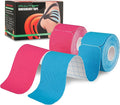 Kinesiology Tape Precut (40 Count, 10") | Latex-Free Knee Tape for Sports | K Tape Strips Ideal for Knee, Shoulder, and Elbow Support (Sky Blue + Pink)