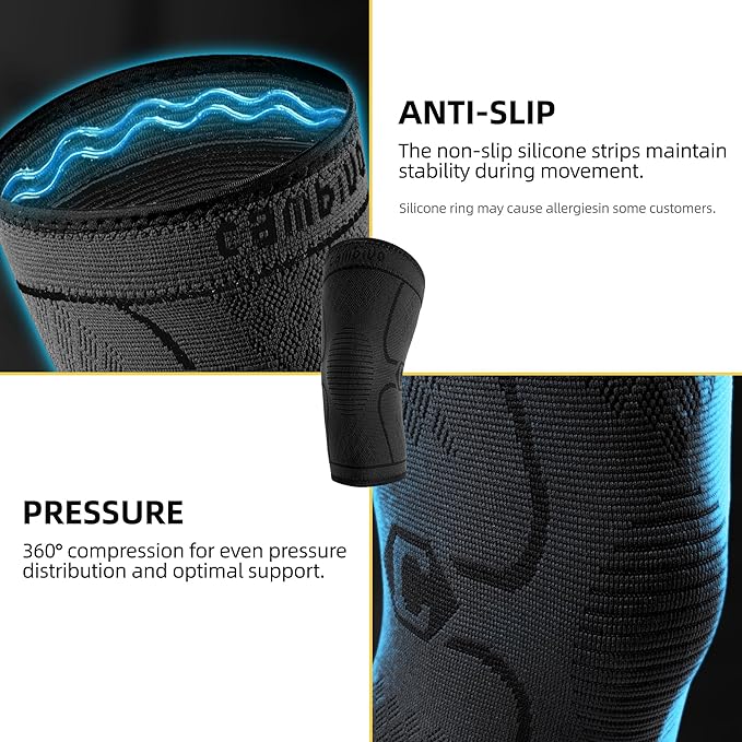 CAMBIVO 2 Pack Knee Brace, Knee Compression Sleeve Support for Men and Women, Knee Pads for Running, Hiking, Meniscus Tear, Arthritis,Joint Pain Relief (Beige,Small)