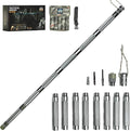 Hiking Tactical Stick Walking Staff - Outdoor Multitool Gear Trekking Pole Collapsible Retractable Premium 15 in 1 | 8 Tubes