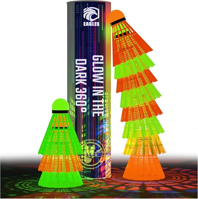 EAGLES LED Badminton Shuttlecocks - 5 or 11 Pack Lighting Birdies, Nylon Glow in The Dark Birdie Balls for Baseball Practice Plastic Light Up Birdies for Outdoor Indoor Sports