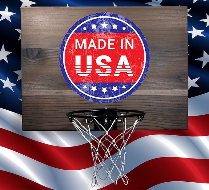 Elite Mini Basketball Hoop & Ball Set, Wall Mount, Indoor Made in The USA Cedar Backboard. Includes 9” Hoop, Net, Pump & 5 Mini Basketballs.