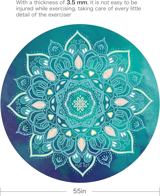 Pilates Mat Round Oversize Yoga Mat Suede Rubber Non-Slip Dia 140cm Exercise Mat Meditation Mat Workout Mat for Home Outdoor