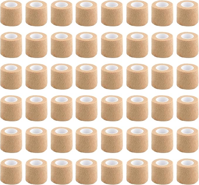 48 Pcs Self Adhesive Bandage Wrap 2"" X 5 Yards Elastic Cohesive Bandage Wrap Bandage Wrap Rolls Elastic Self-Adherent Tape for Stretch Athletic, Sports, Wrist, Ankle, Skin